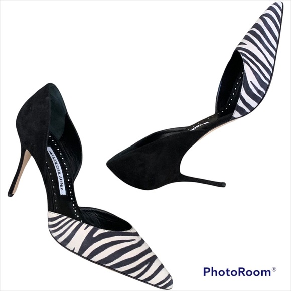 NEW! Manolo Blahnik Tayler d’orsay pump 40.5 zebra suede 10.5 - Picture 3 of 7